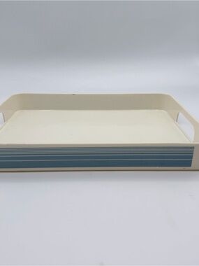 Vintage mid-century modern cream gradient, blue serving tray